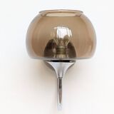 Pair of chrome and glass wall lights