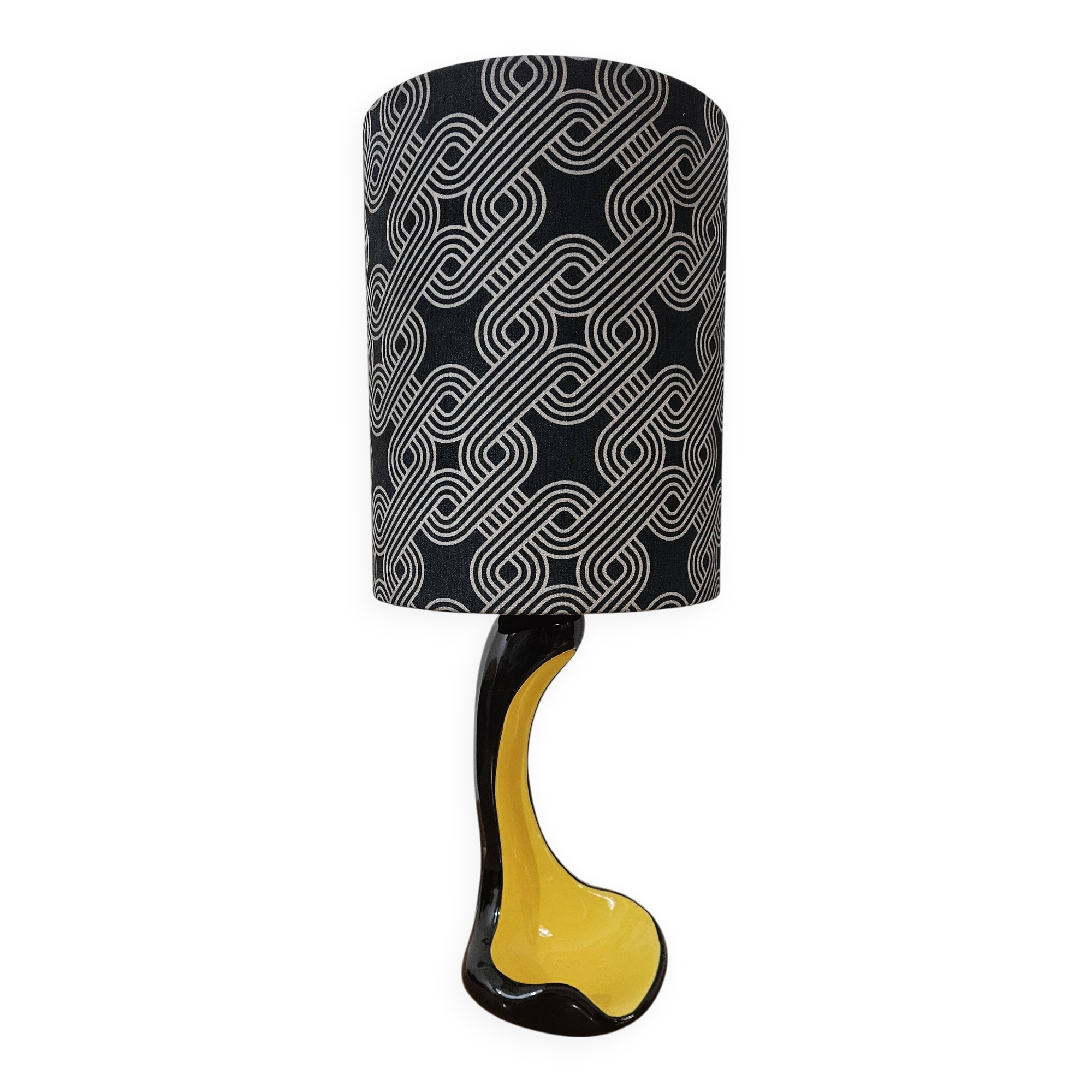 Vintage ceramic lamp free form Yellow and Black
