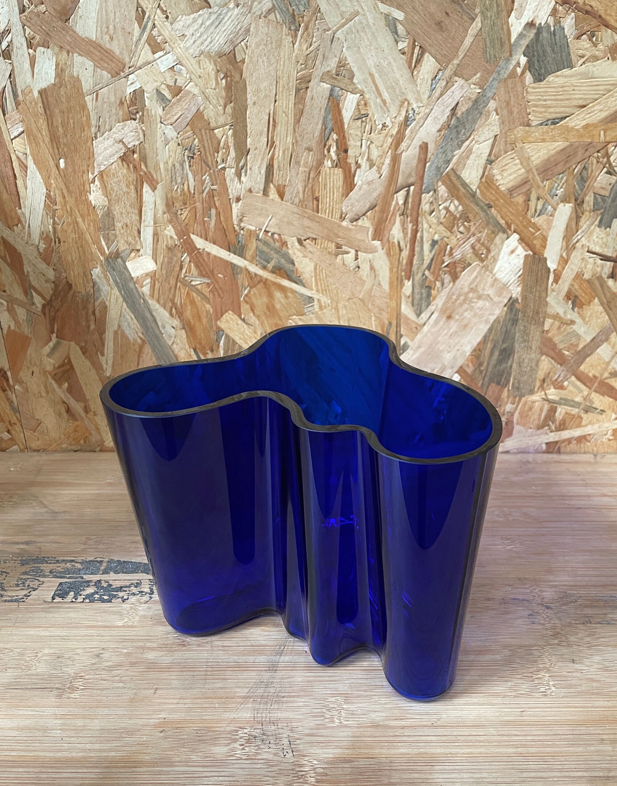 Cobalt blue Savoy vase by Alvar Aalto, numbered and signed 1989