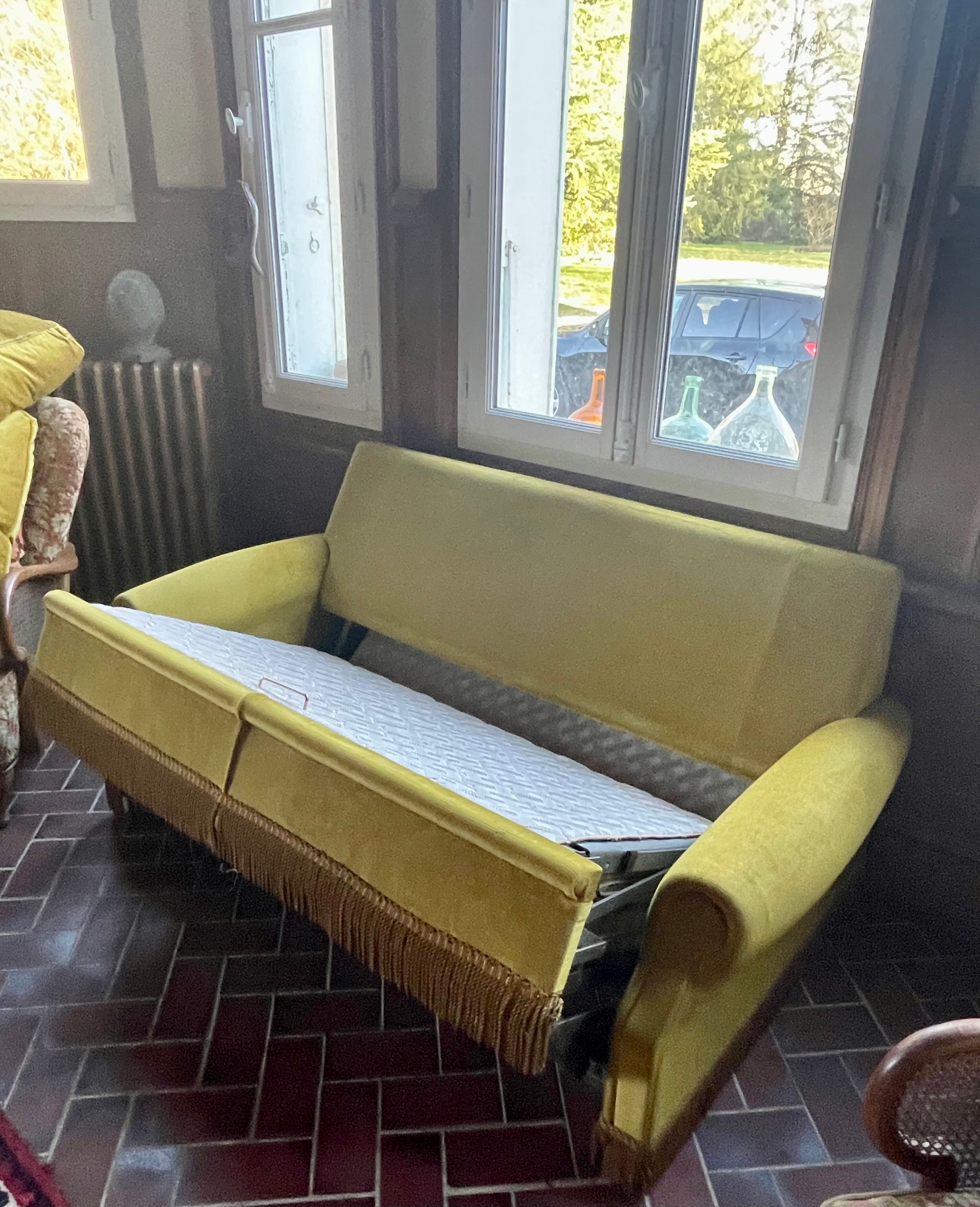 Vintage velvet sofa bed
