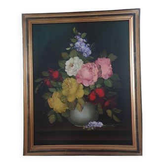 Tableau floral R. Rosini, très bon etat