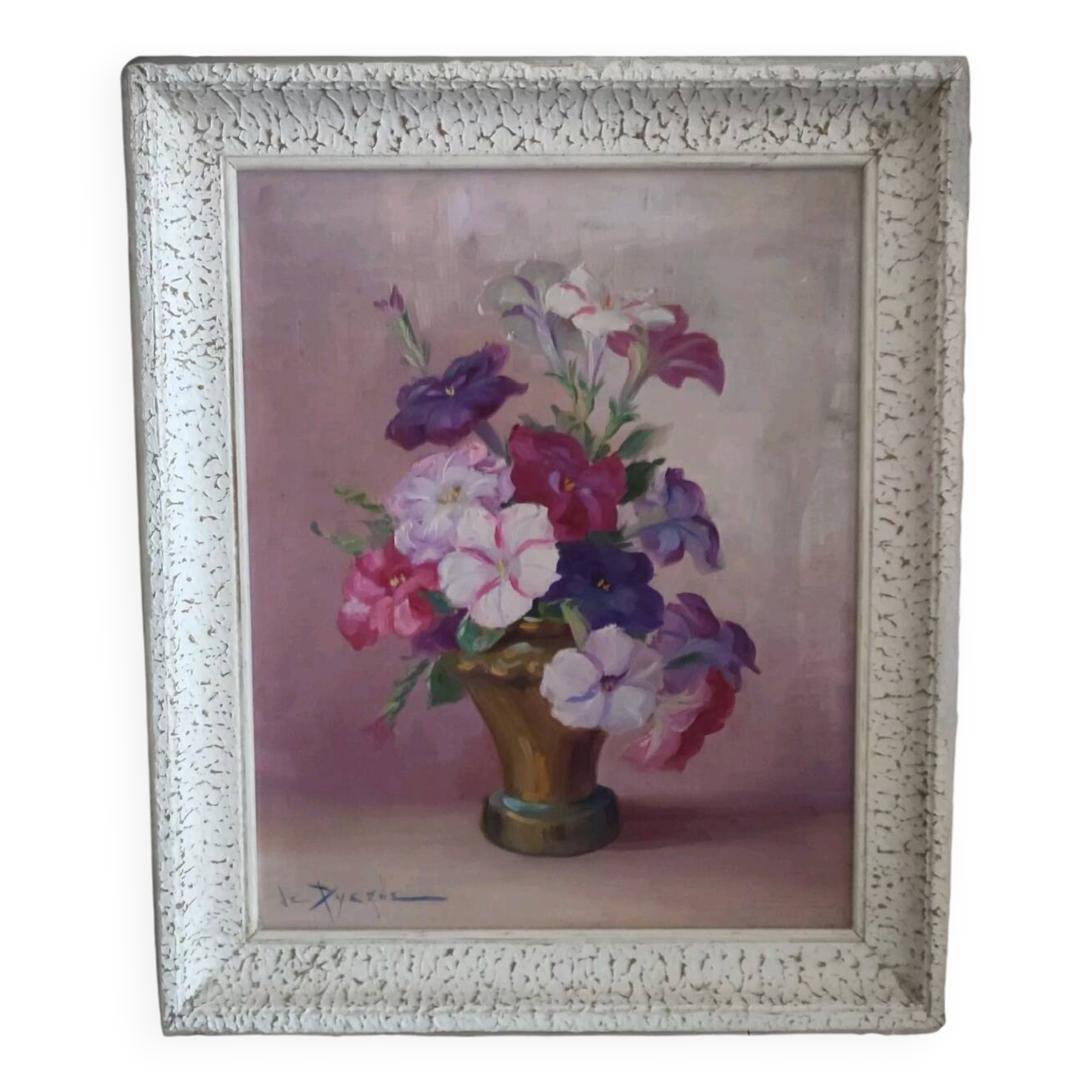 Reyne Marin DE PYERNE (20th century) Still life with bouquet of flowers oil on panel