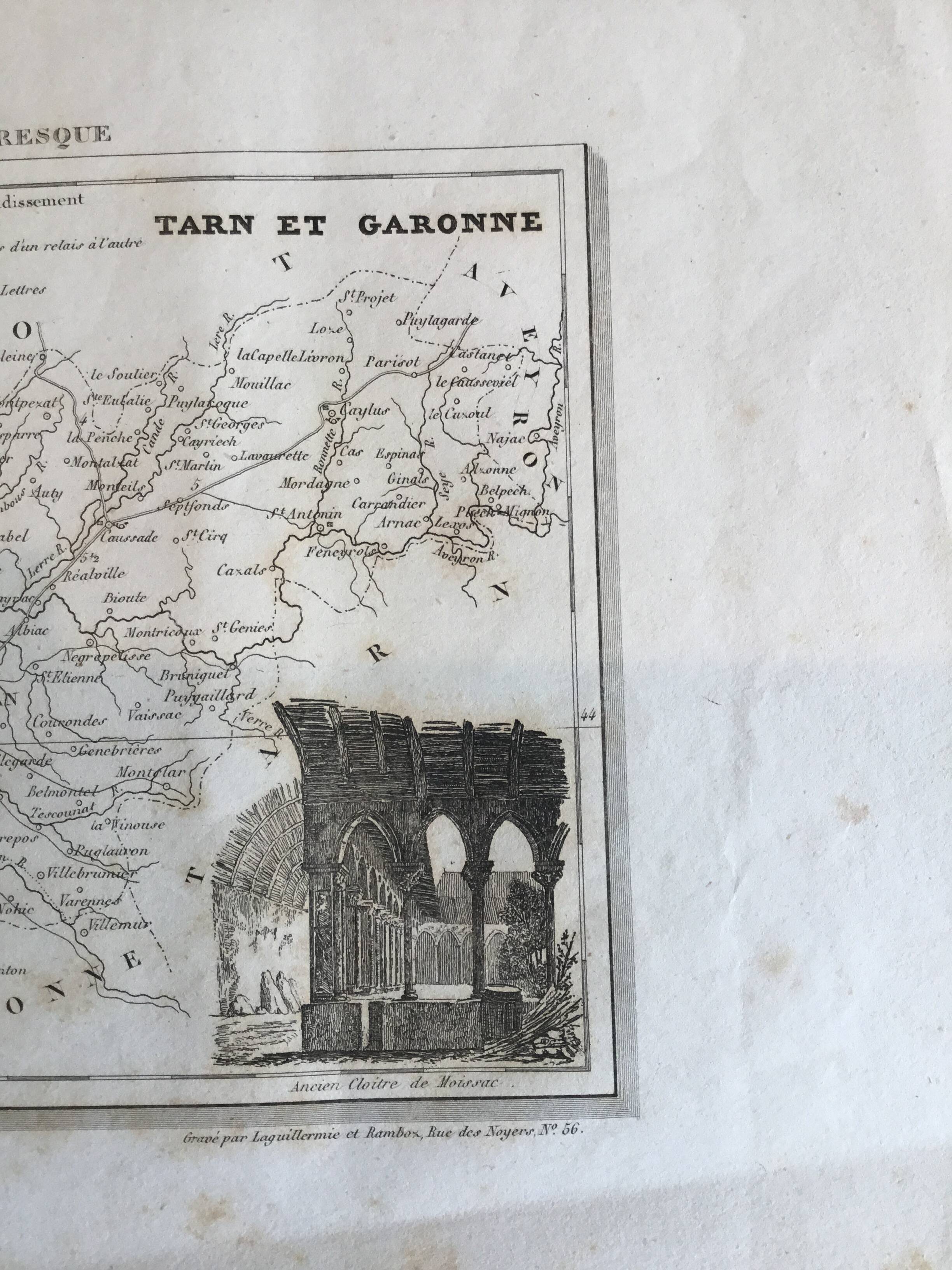 Map engraving Tarn and Garonne