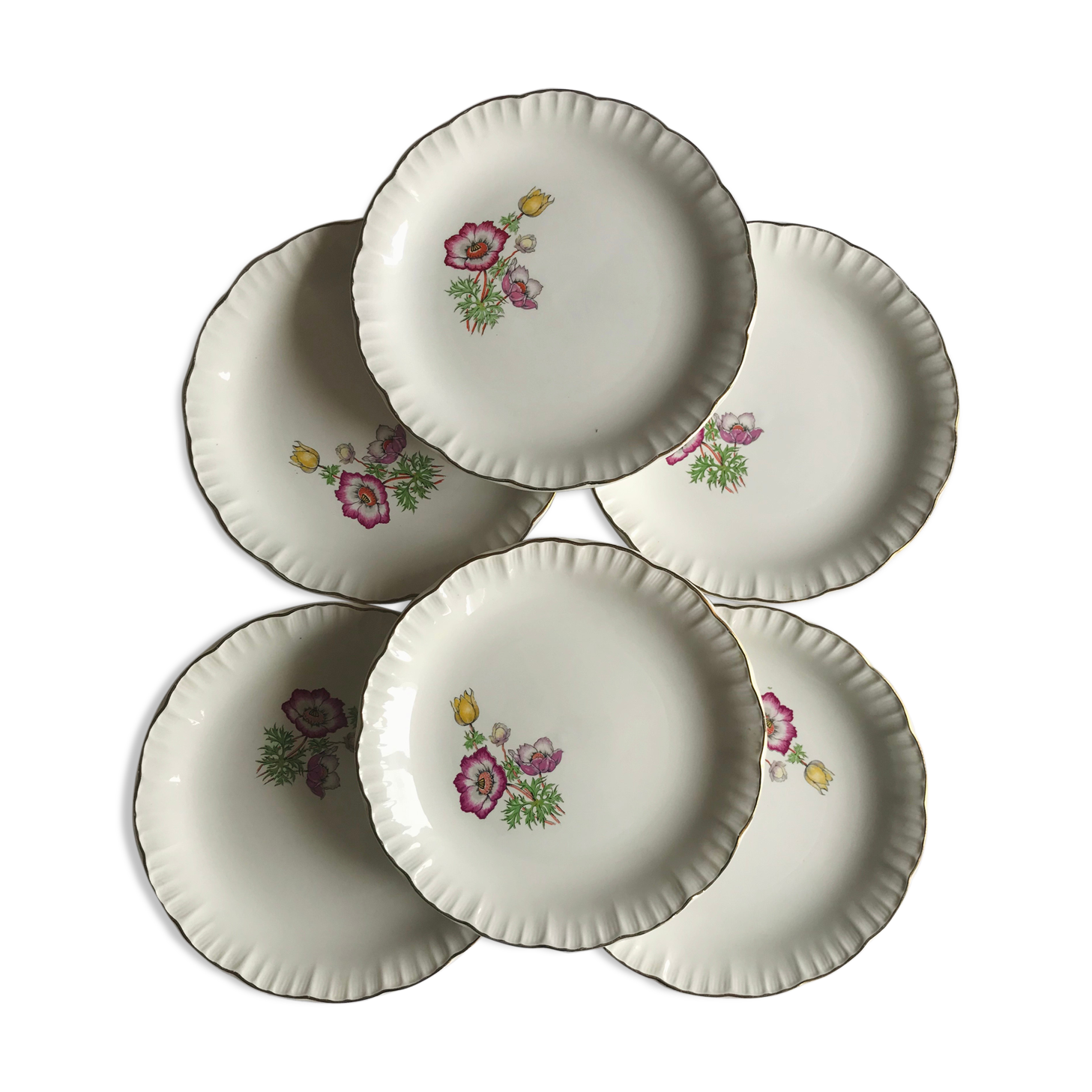 Series of 6 vintage flat plates