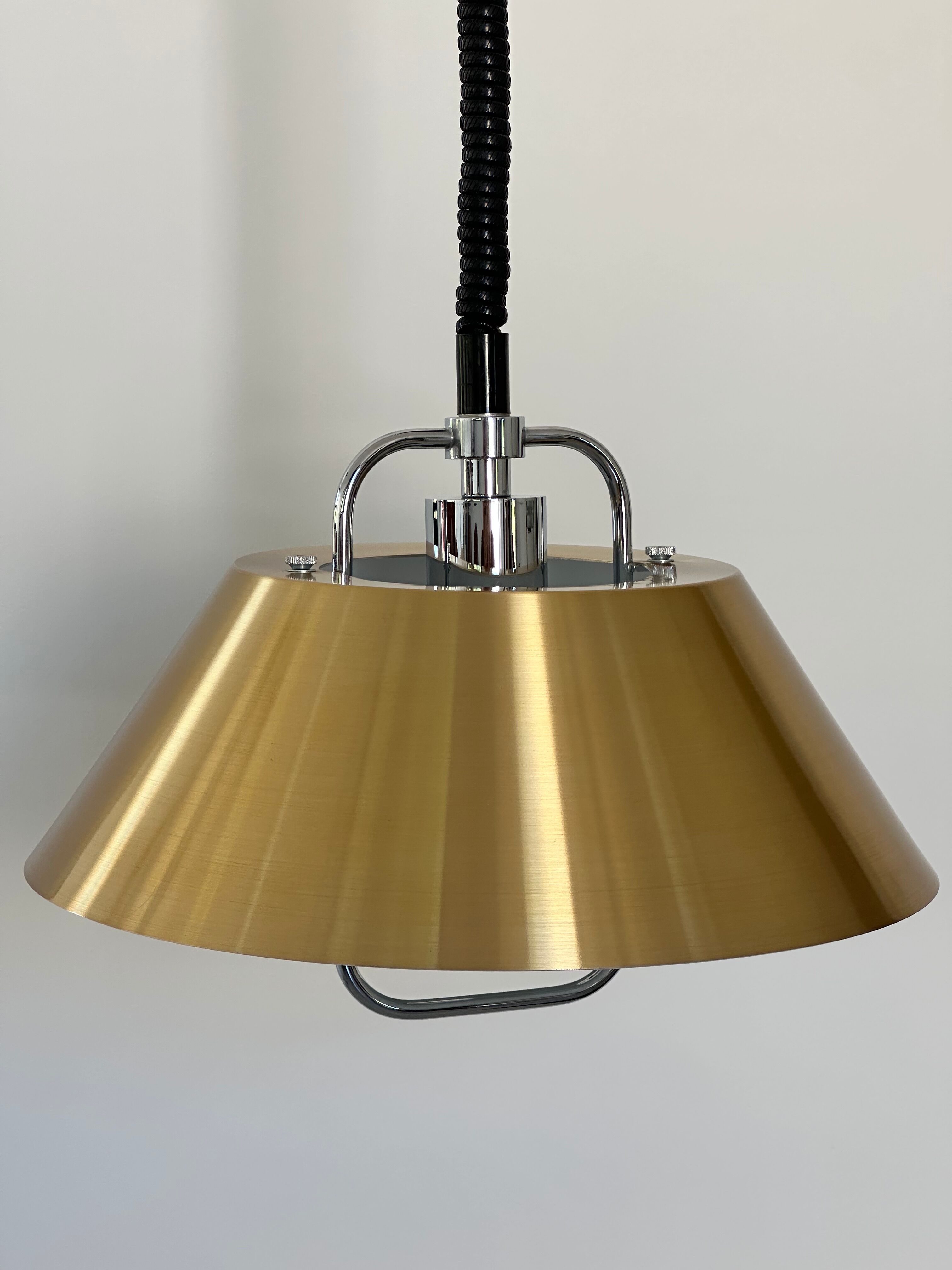 Chandelier pendant lamp rises and falls, design Jo Hammerborg for Fog and Mørup, Denmark circa 1960