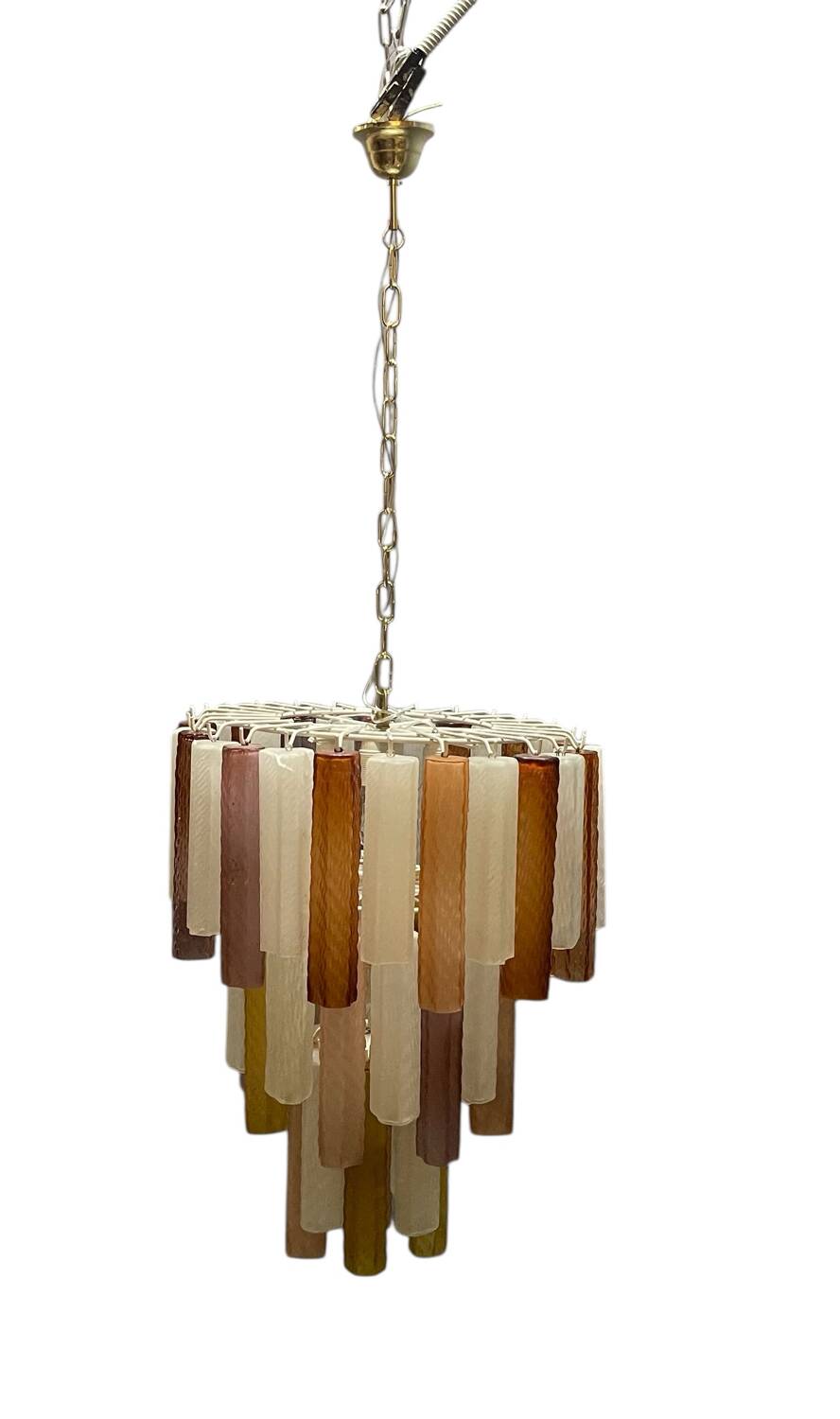 Large Multicolored Murano Glass Tube Chandelier, 1980s