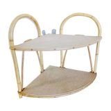 Corner wicker shelf