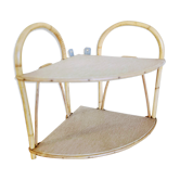 Corner wicker shelf