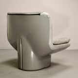 Eye-Catching Italian Grey Leather Lounge Chair by Ammanati & Vitello, 1970s