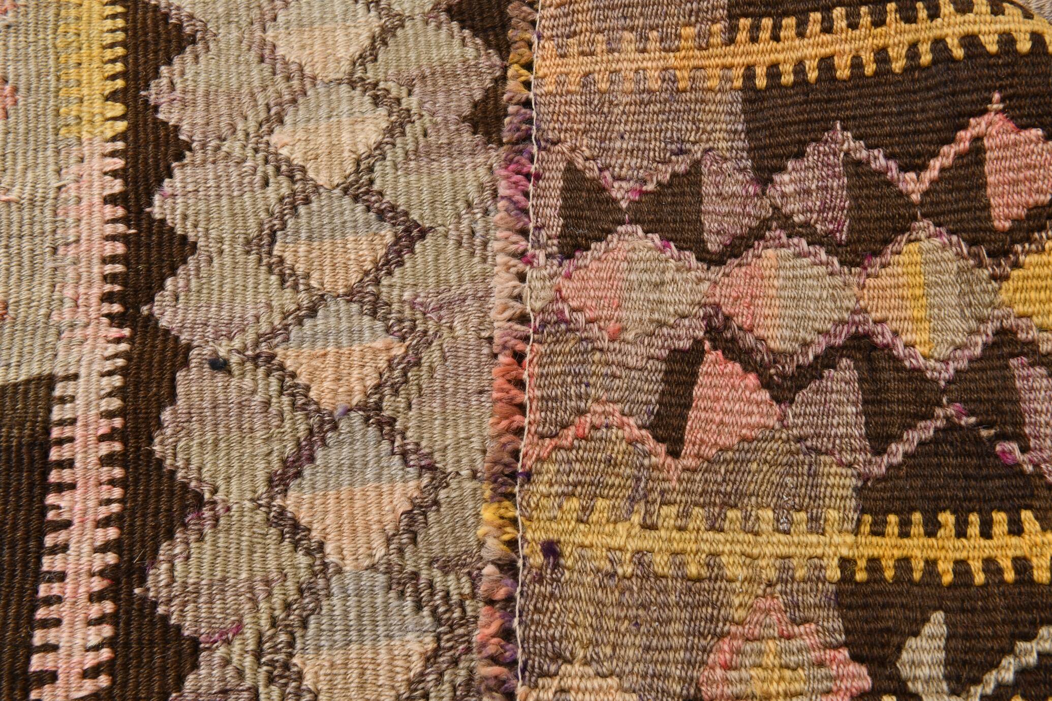 3x10 Pink & Brown Tribal Kilim Runner Rug, 88x313Cm