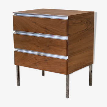 Vintage rosewood chest of drawers aluminum and chrome 1960