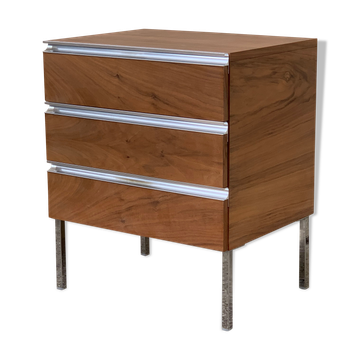 Commode vintage palissandre aluminium et chrome 1960
