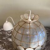 Vintage mother-of-pearl and brass pendant light