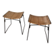 Pair of Raoul Guys stools for Airborne in wicker 1950
