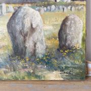 Oil on canvas landscape of Brittany by Lucien Ferriot, Dolmens.