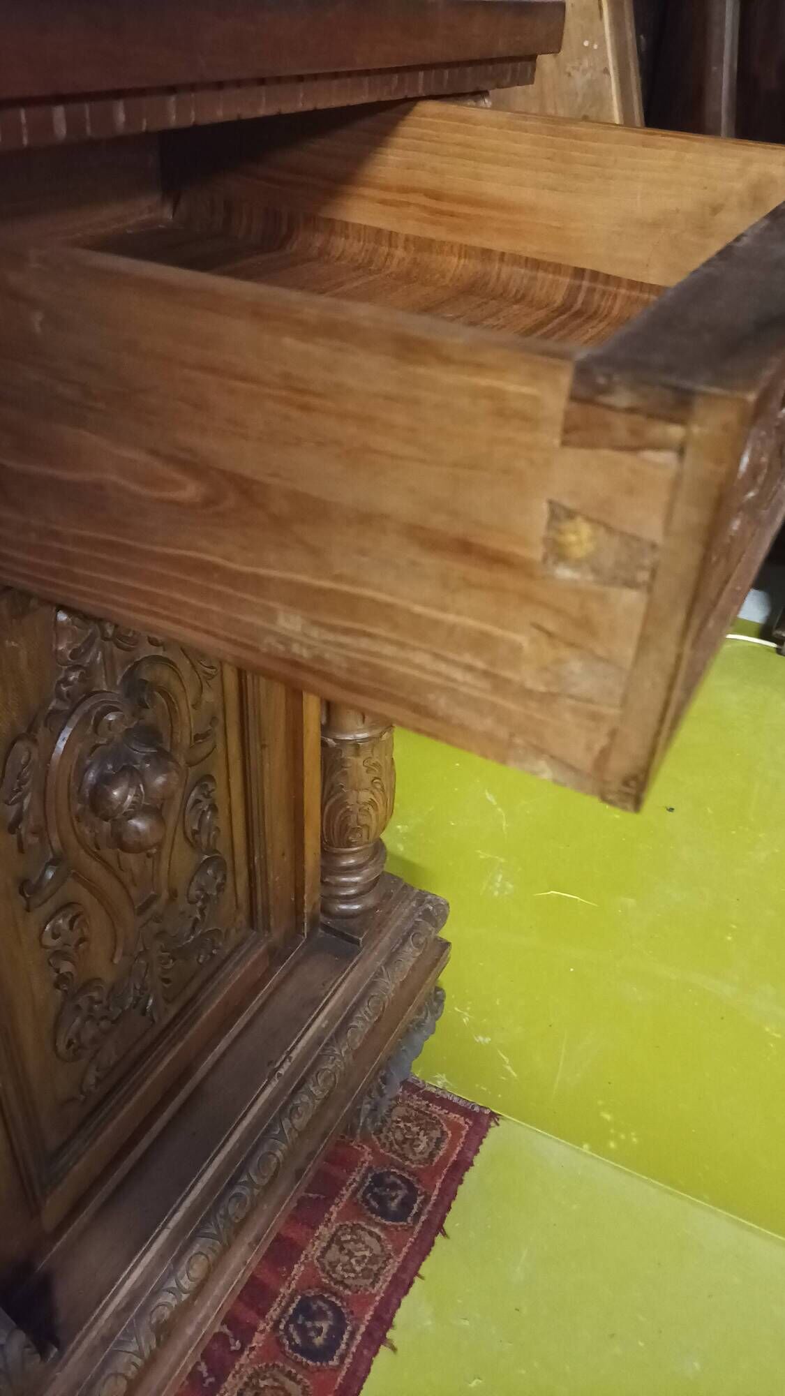 19th-century Renaissance walnut two-body buffet