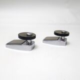 Paire de patères en verre et chrome années 1970