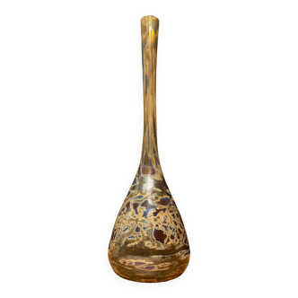 Vase soliflore en verre teinté à décor marbré Murano Venise