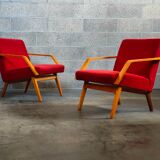 Pair of armchairs red Mier Topolcany 1960