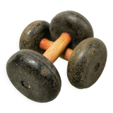 Pair of dumbbells wood and cast iron