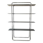 Bauhaus-style shelf in tubular chrome and smoked glass from the 1970s.