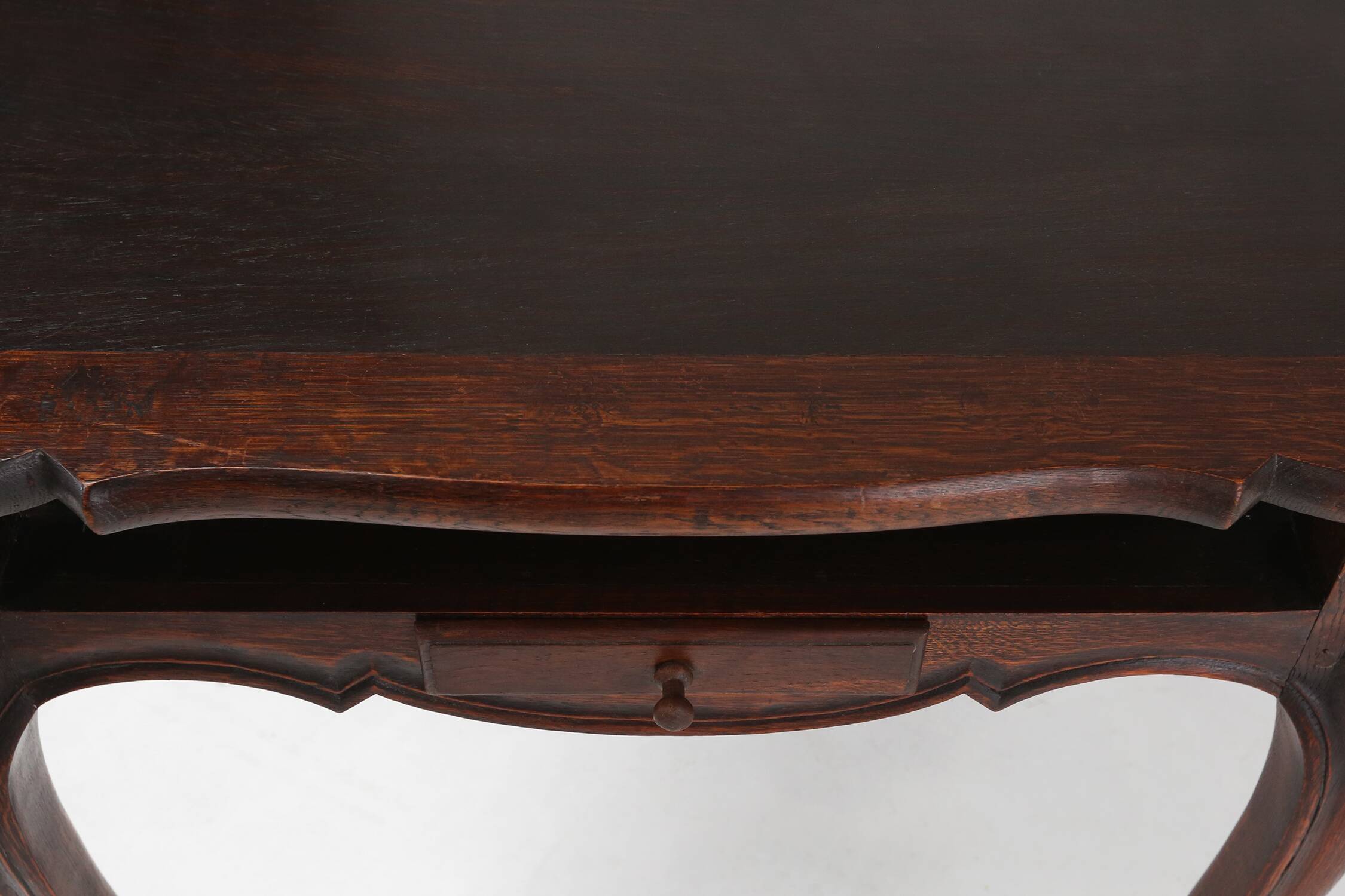 Elegant antique French card table in wood with 2 drawers, ca. 1900