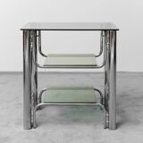 1970s vintage metal smoked glass vintage modern antique tv stand table