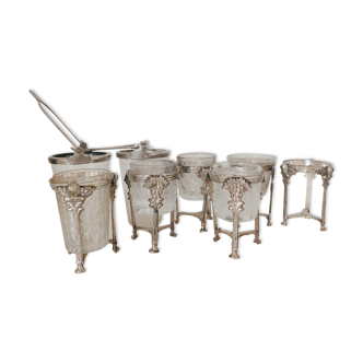 Set of 8 glass and metal photophores