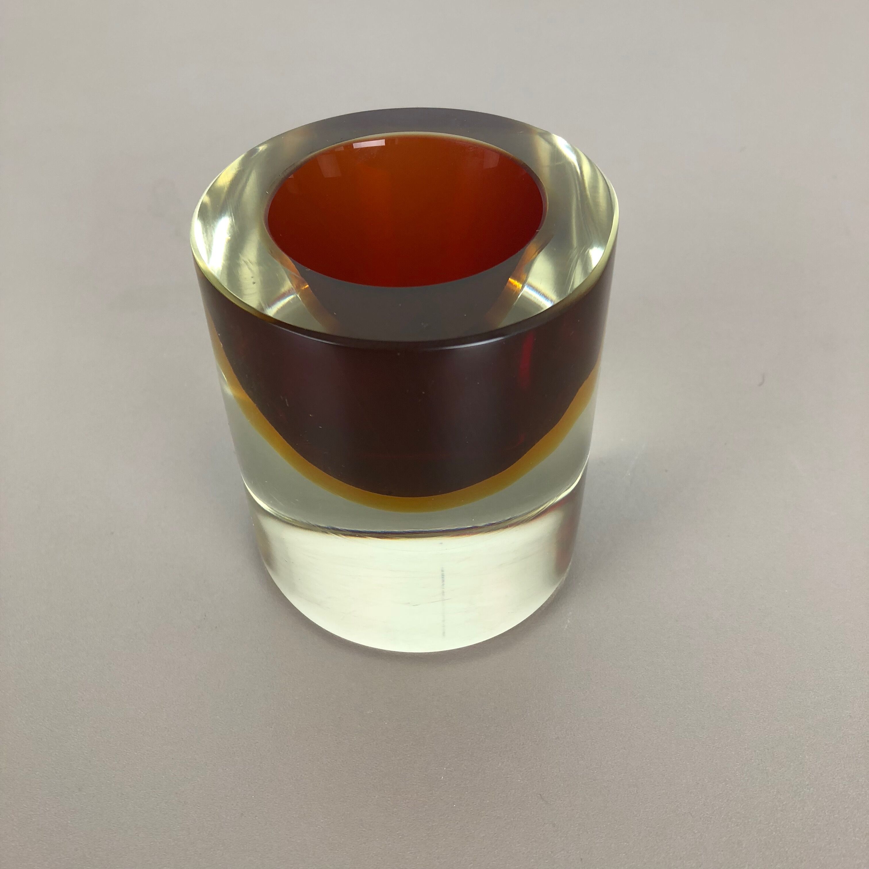 Multi-Color Murano Vetri Glass Sommerso Bowl Shell Ashtray Element, Italy, 1970s