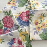 6 serviettes de table à fleurs en coton vintage
