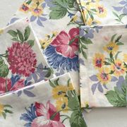 6 serviettes de table à fleurs en coton vintage