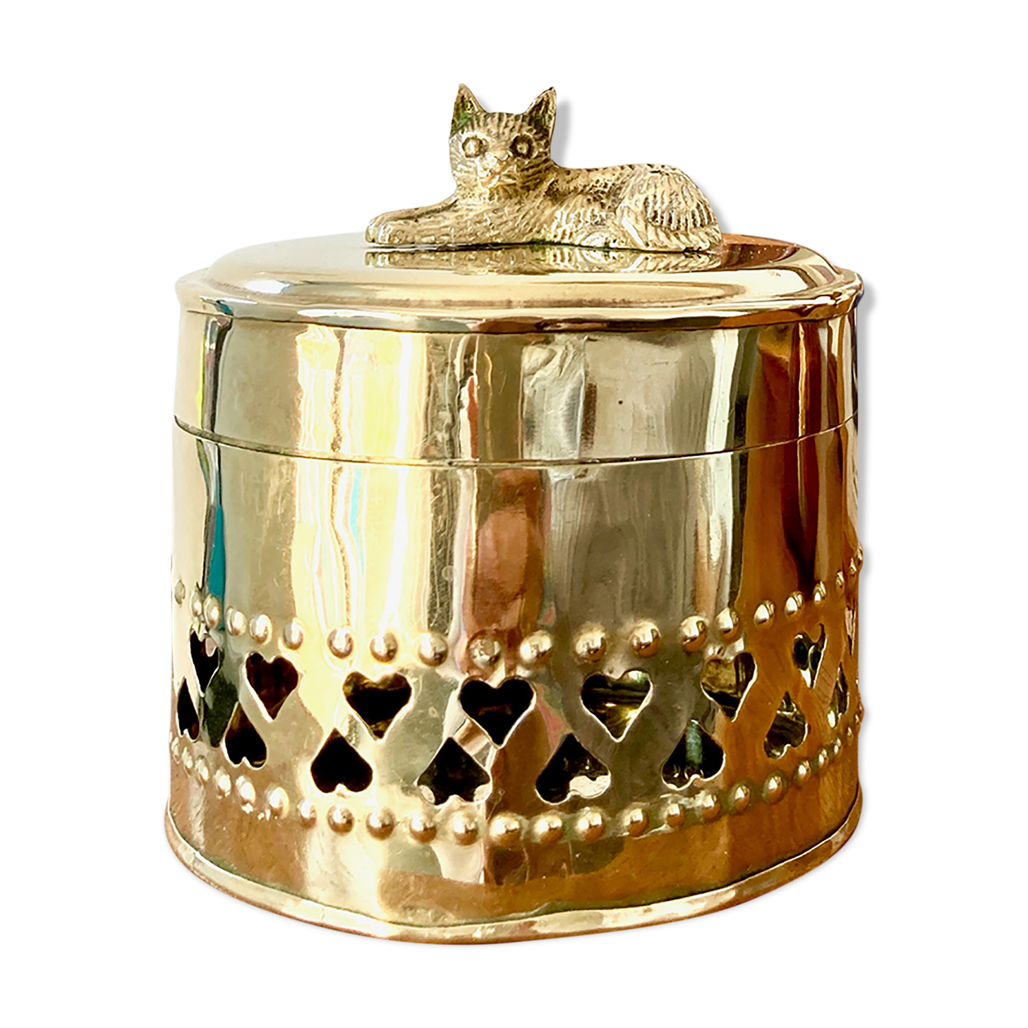 Cat brass box
