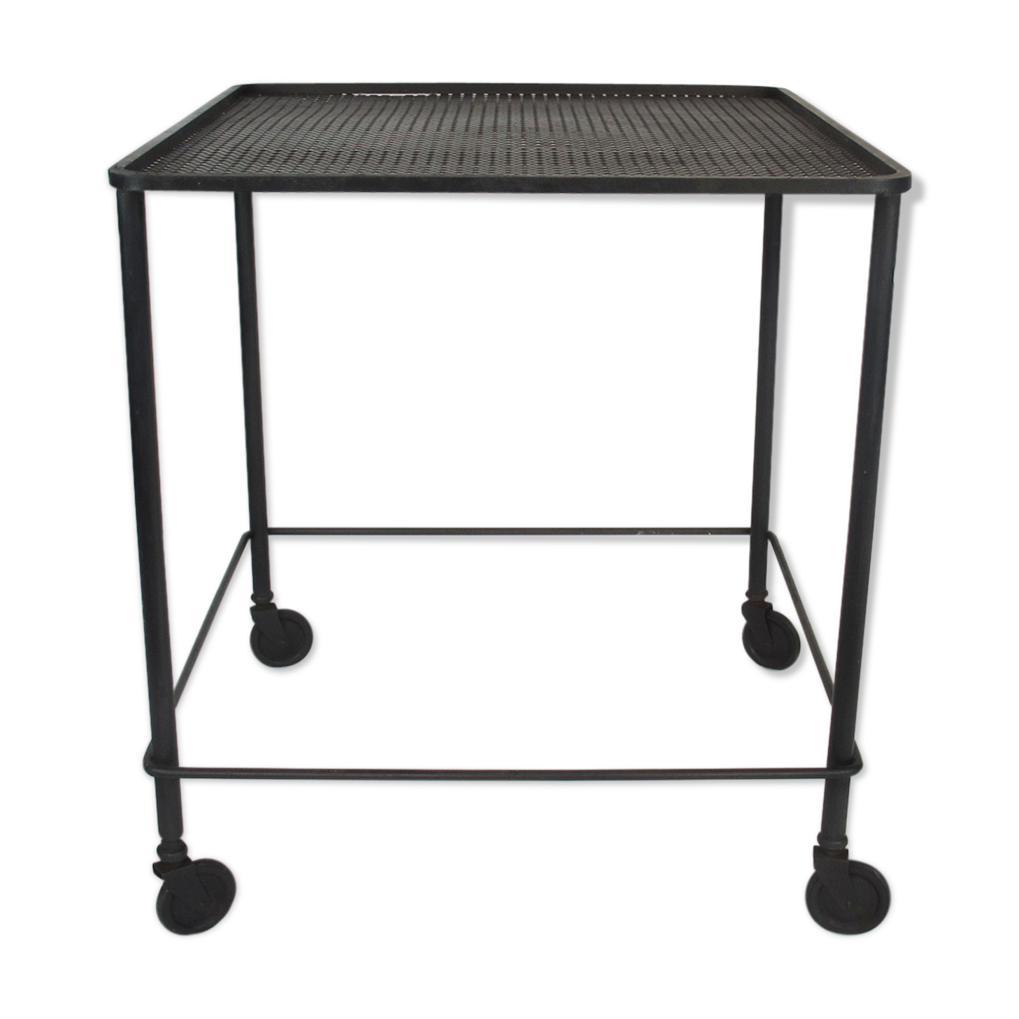 Mathieu Mategot's black wheelie table, 1950