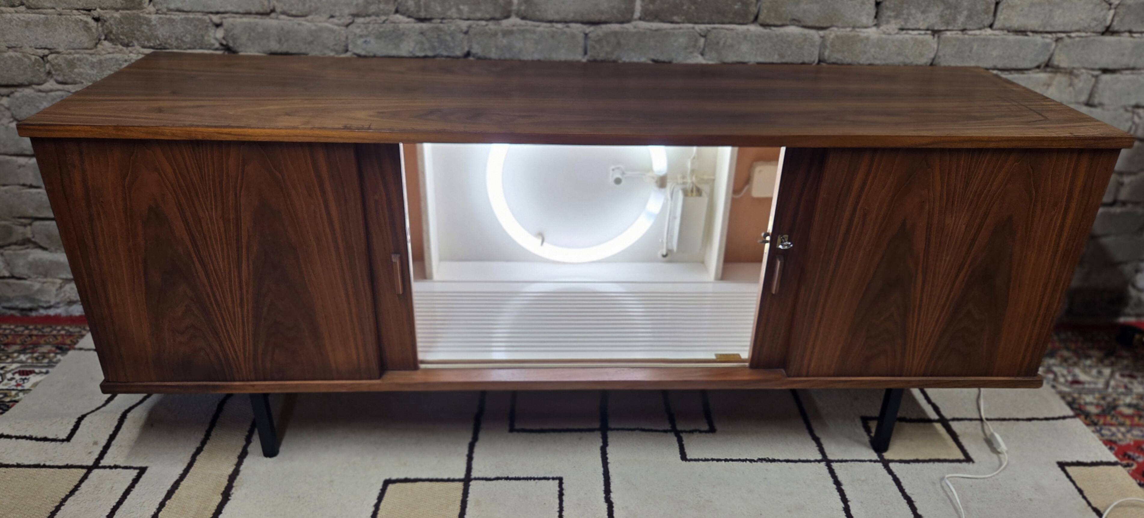 Vintage teak Scandinavian bar cabinet from the 1960s.