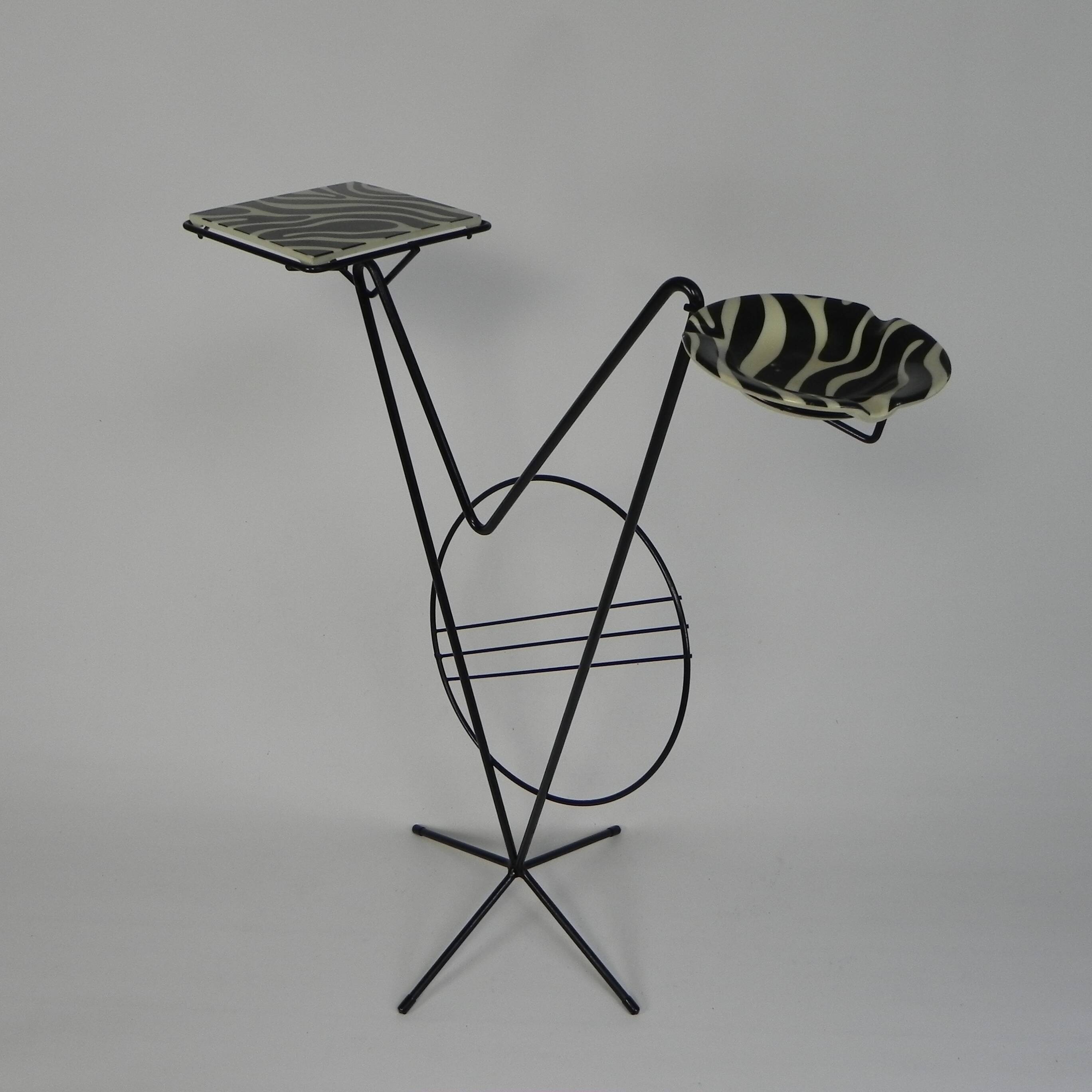 Fifties side table with newspaper rack and COGEBI ORNAMIN parts