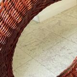Round rattan wall mirror 1970s/80s