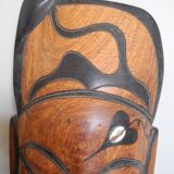 Pair of African wooden masks, vintage decoration, wooden African masks, 70s/80s