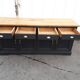 Industrial buffet four doors and four drawers black handles brushed brass patina