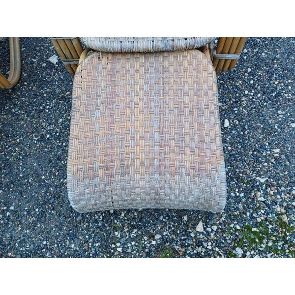 Paire de fauteuils transat en rotin colonial