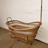 Rattan cradle on wheels