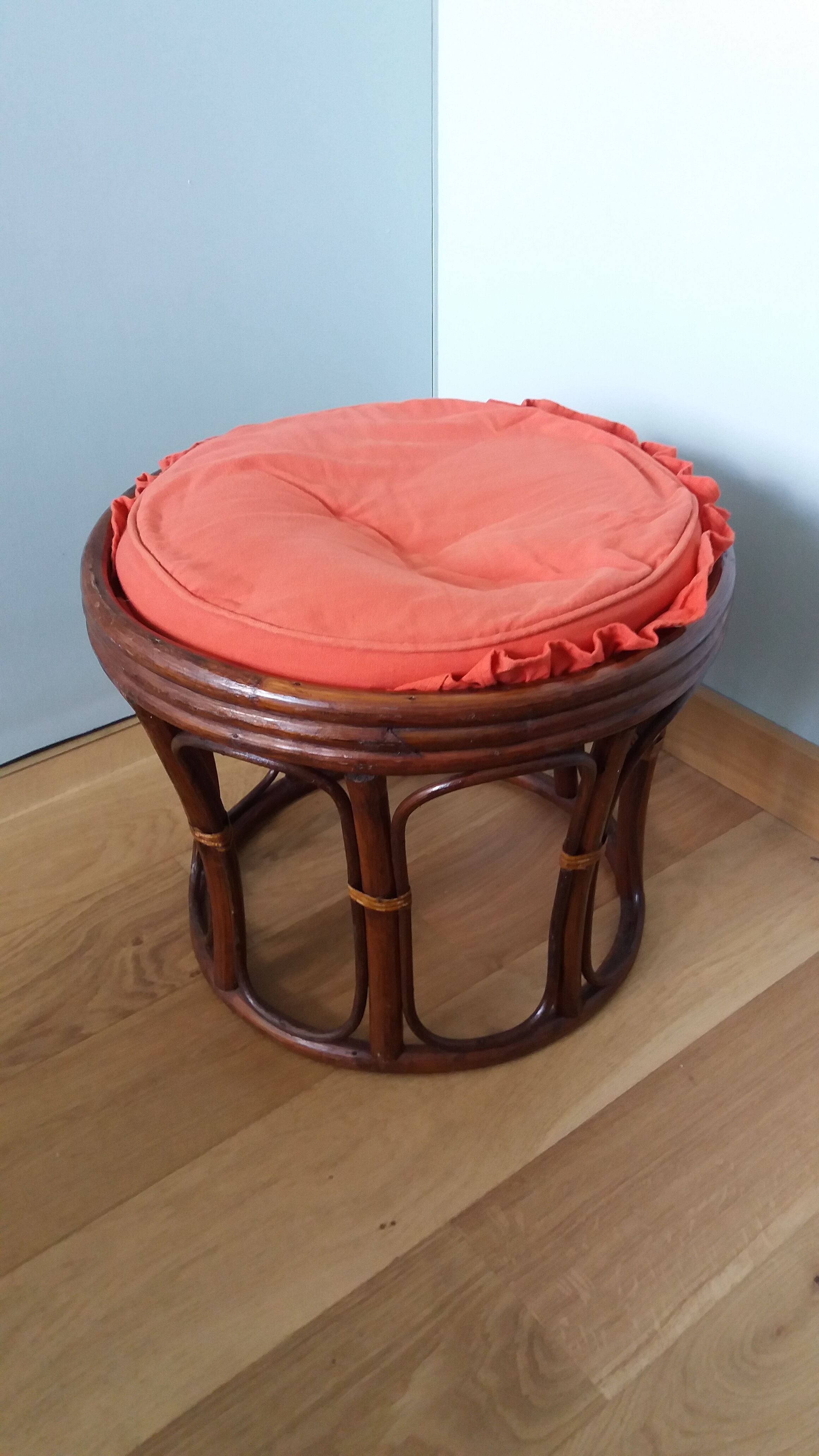 Rattan wicker pouffe stool