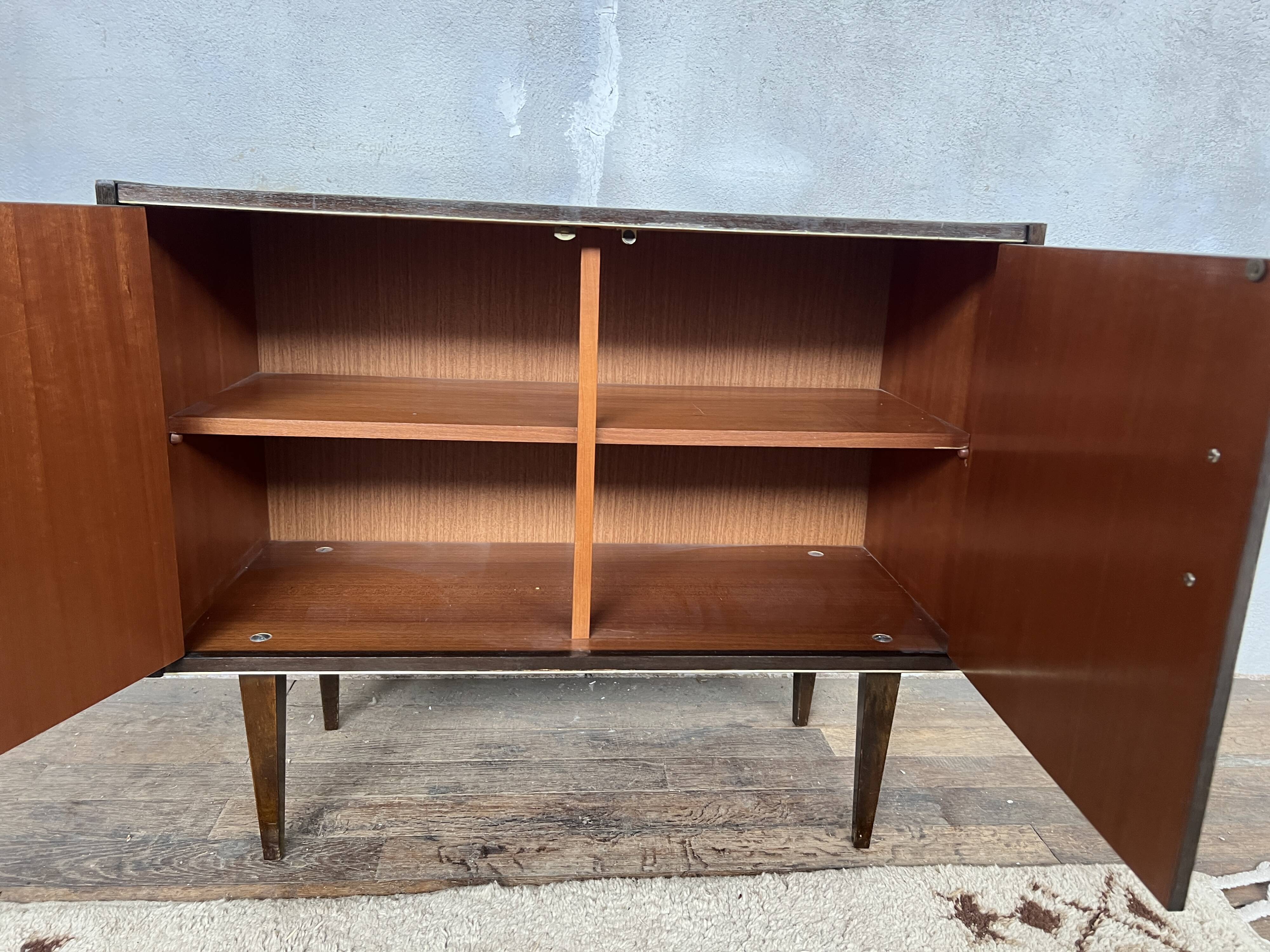vintage varnished wood sideboard