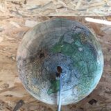 Old terrestrial globe world map perrina paris glass vintage metal foot