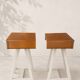 Pair of modernist wooden wall-mounted bedside tables – 1960s