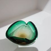 Ashtray, green-brown glass, designed by E. Beranek, Škrdlovice, Czechoslova
