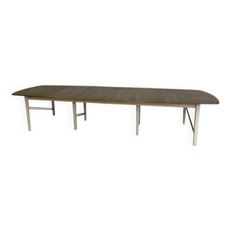 Table à manger extensible en bois, pieds blancs, 16/18 couverts