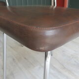 Set of 4 chairs in skaï and vintage chrome