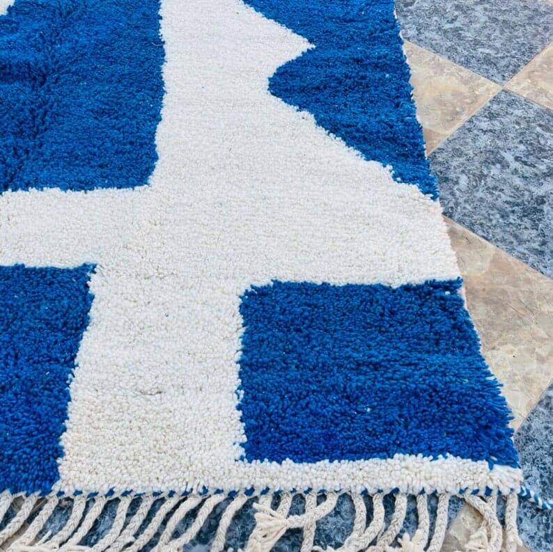 Handmade blue beni mrirt rug