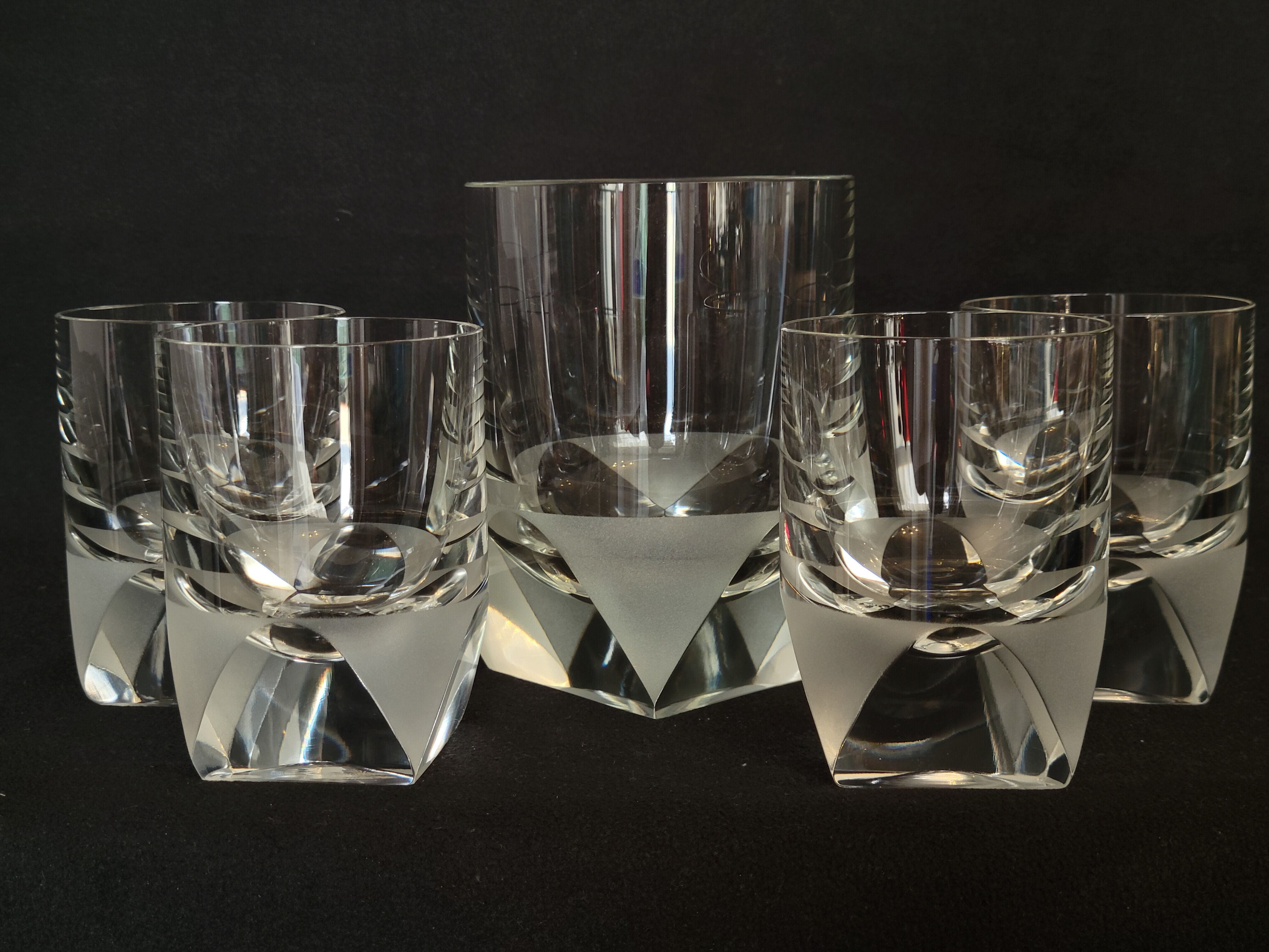 4 Rosenthal crystal whisky glasses + ice bucket + 2 shot glasses