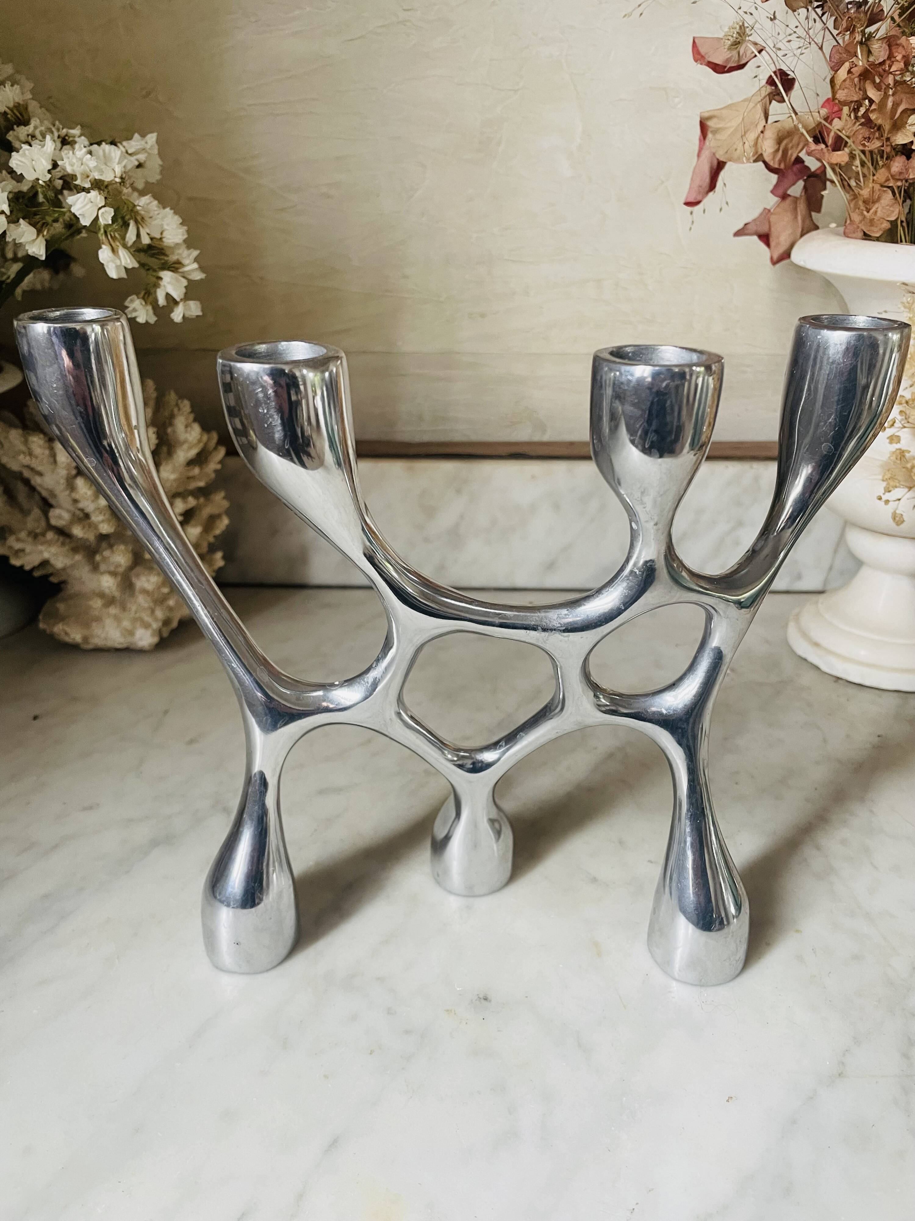 Vintage aluminium cast iron candlestick